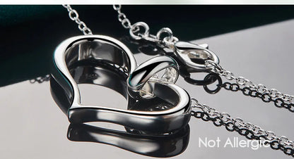925 Sterling Silver Heart 18 Inch Chain Woman Fashion Wedding Engagement Party Charm Pendant Necklace