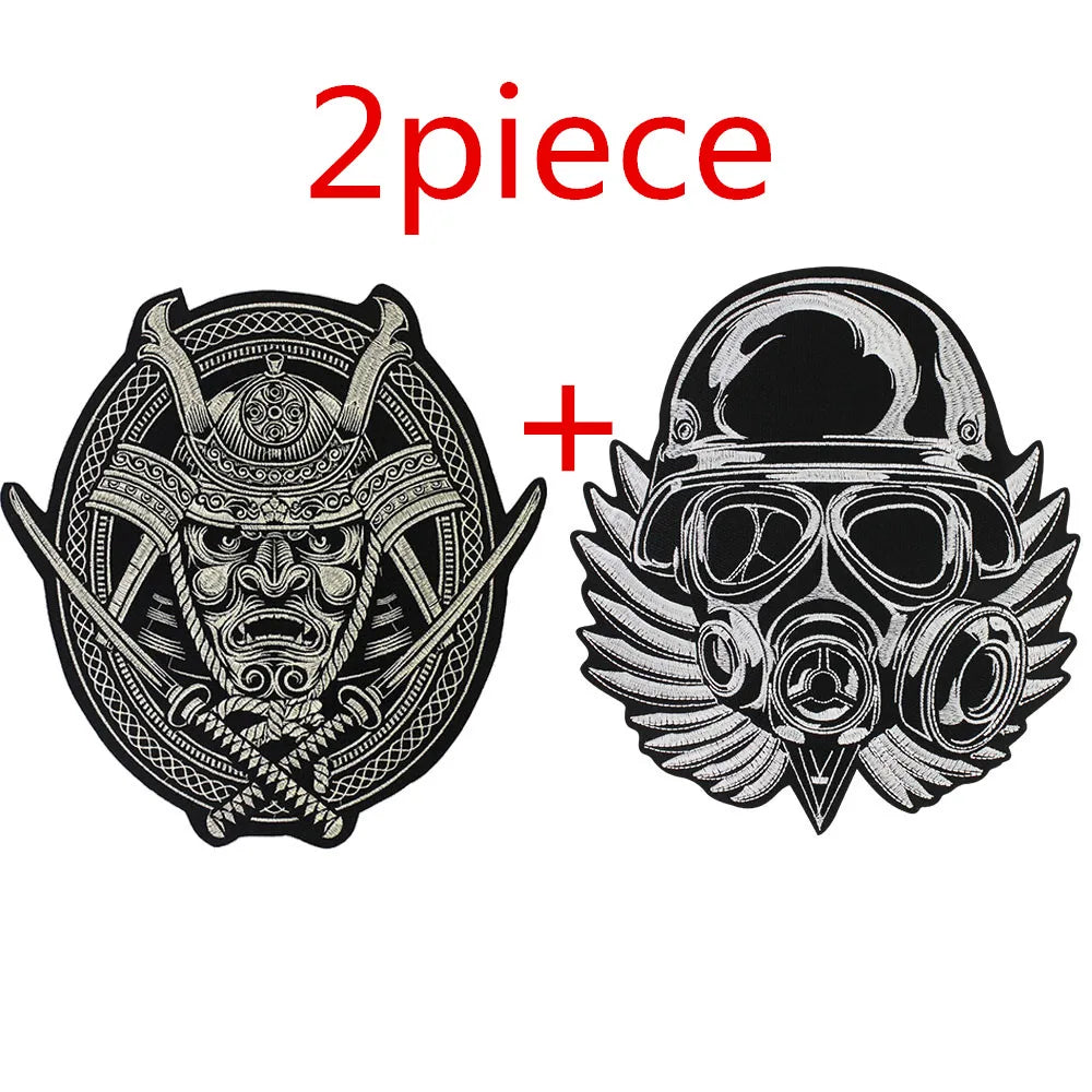 Fashion Helmet Skull Embroidered Patch Appliques Iron on Patches Badge Clothes Sewing