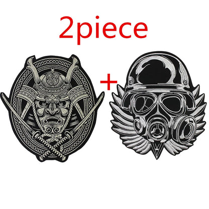 Fashion Helmet Skull Embroidered Patch Appliques Iron on Patches Badge Clothes Sewing