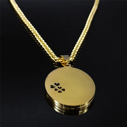 Women Men Gold Color Double Layer Stainless Steel Virgin Mary Medal Long Chain Pendant Necklace