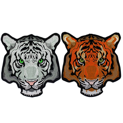 Large-size biker Punk Motorcycle Embroidered Tiger Skeleton Patch Appliques Iron on Patches Badge Clothes Sewing