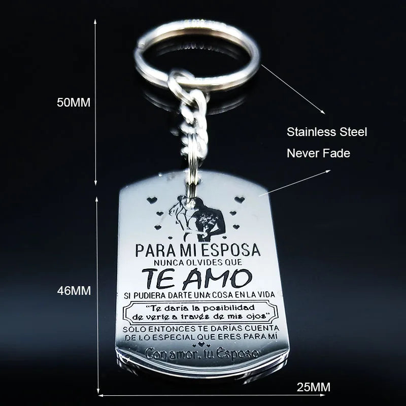 Men Women Fashion Stainless Steel for My Wife Love Keyring Keychain