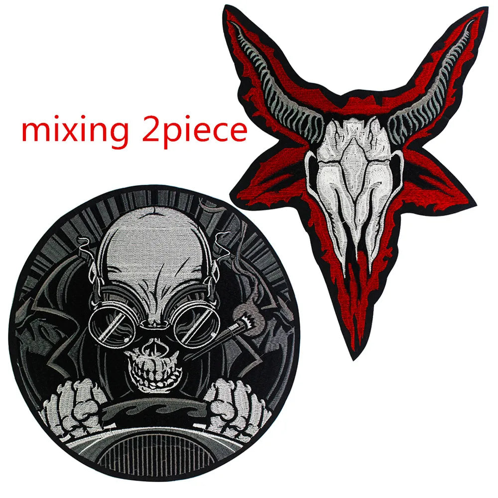 Embroidery Skull Sheep Head Patch Appliques Iron on Patches Badge Clothes Sewing
