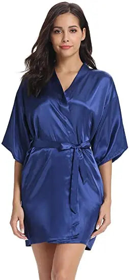Women Kimono Robe Bathrobe Satin Bridesmaid Robes Dressing Night Gowns