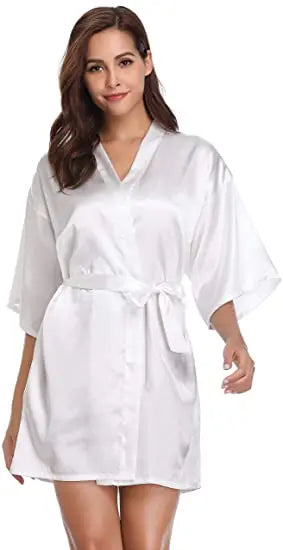 Women Kimono Robe Bathrobe Satin Bridesmaid Robes Dressing Night Gowns