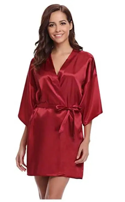 Women Kimono Robe Bathrobe Satin Bridesmaid Robes Dressing Night Gowns