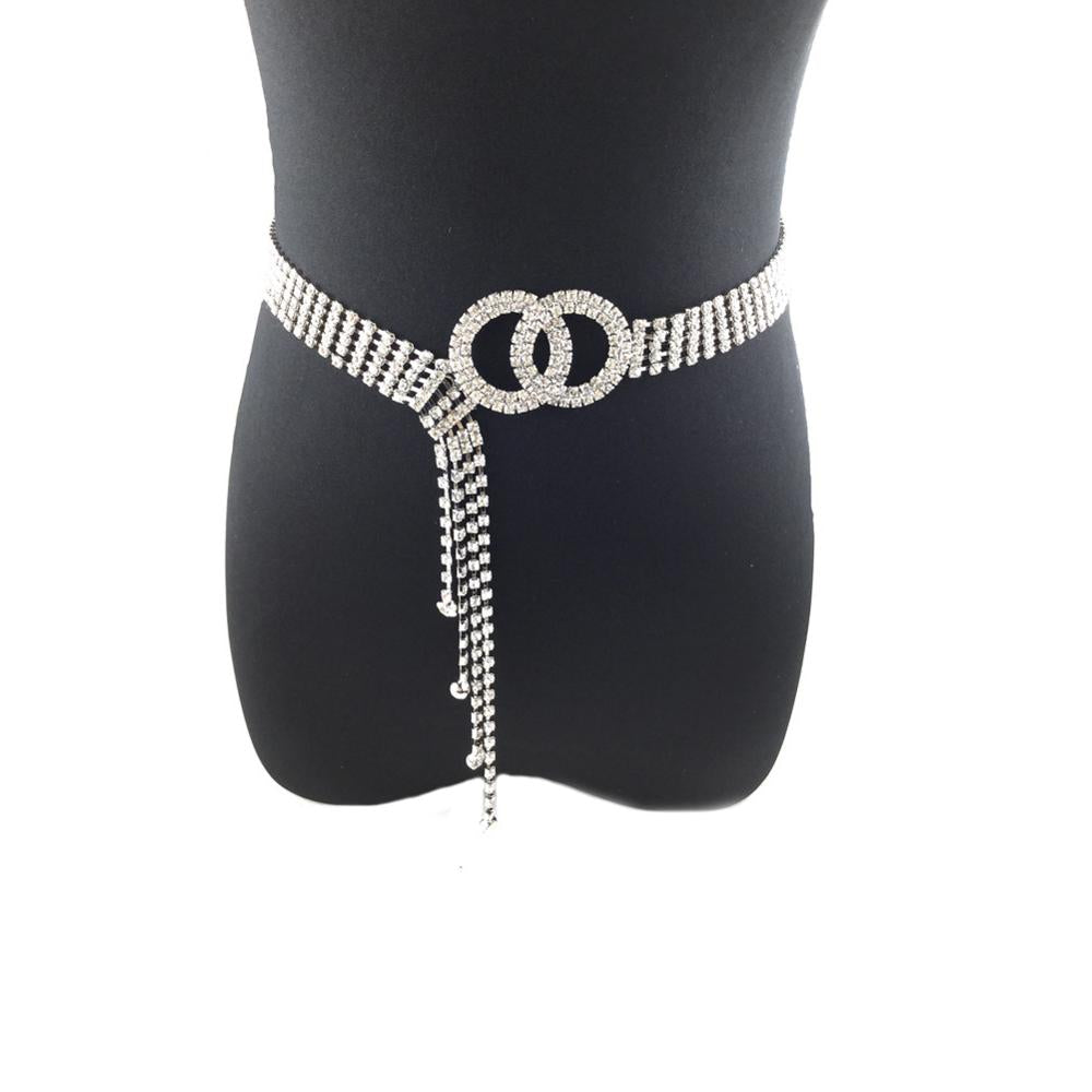 Women Full Rhinestone Luxury Waistband Shiny Waist Chain Crystal Diamond Belts