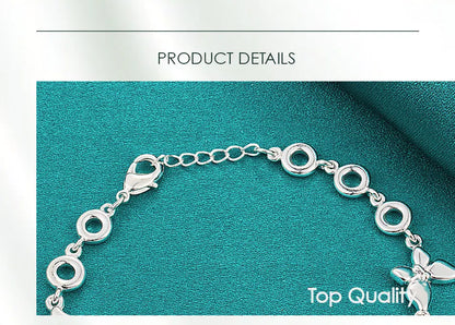 925 Sterling Silver Five Butterfly Chain Woman Fashion Charm Wedding Party Engagement Bracelet