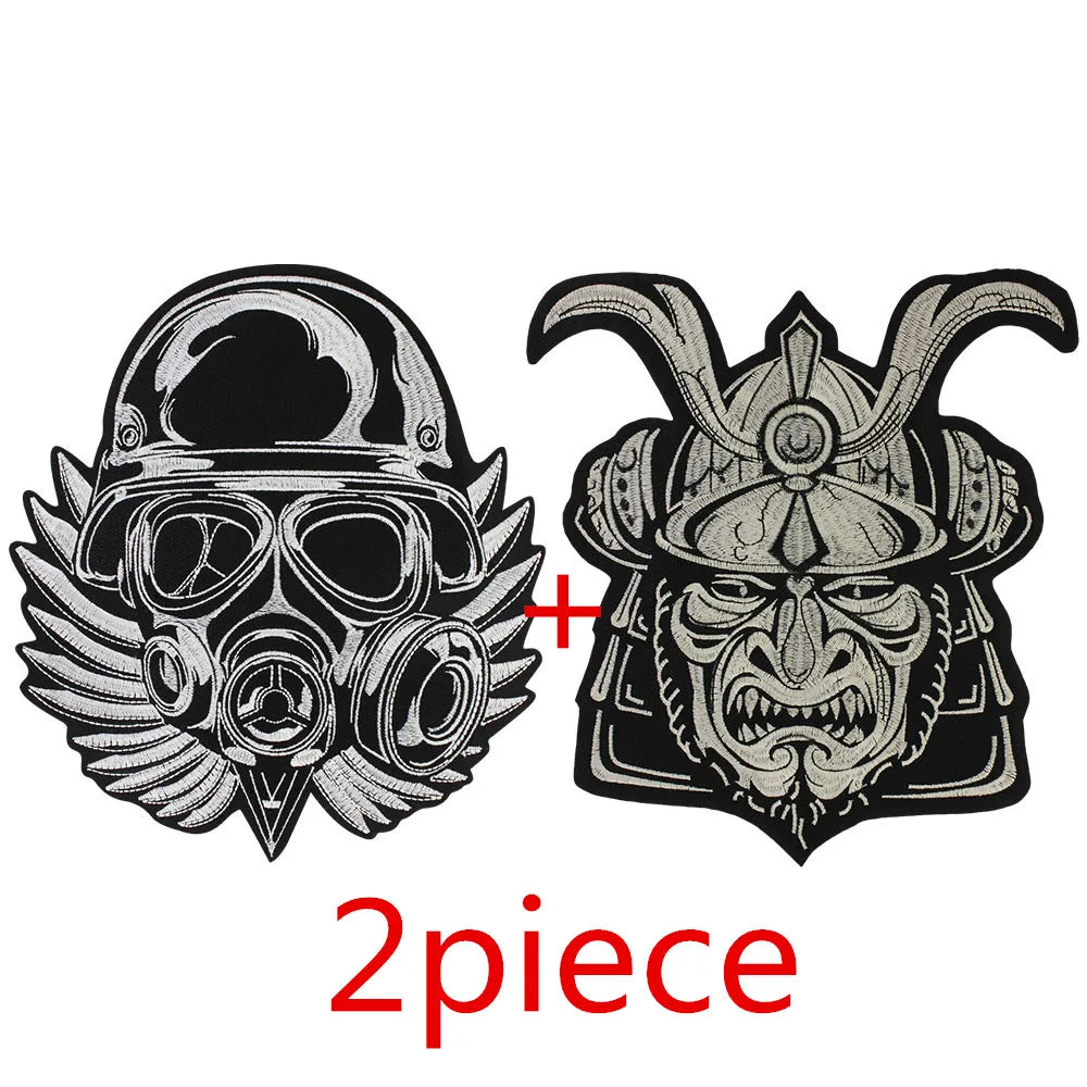 Fashion Helmet Skull Embroidered Patch Appliques Iron on Patches Badge Clothes Sewing