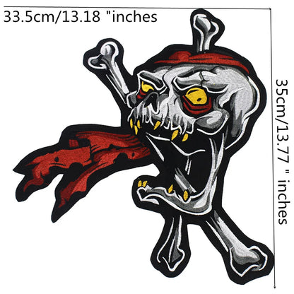 Big Punk Skull Biker Back Patch Appliques Iron on Patches Badge Clothes Sewing