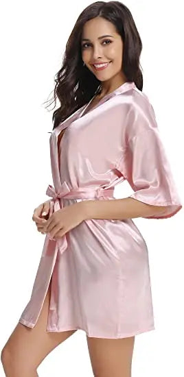 Women Kimono Robe Bathrobe Satin Bridesmaid Robes Dressing Night Gowns