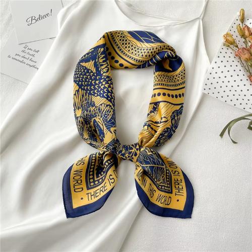 Women Fashion Silk Satin Cats Pets Printed Wrap Scarf Bandana Scarves
