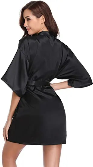 Women Kimono Robe Bathrobe Satin Bridesmaid Robes Dressing Night Gowns