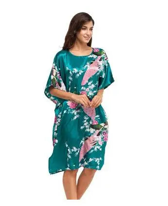 Plus Size Women Nightgown Printed Loose Sleepwear Nightwear Robe Bath Gown