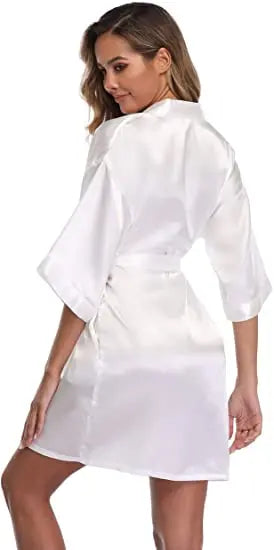Women Satin Silky Bridal Wedding Kimono Bathrobe Sleepwear Nightgown Wear