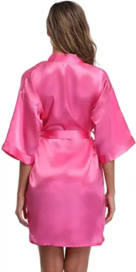 Women Satin Silky Bridal Wedding Kimono Bathrobe Sleepwear Nightgown Wear