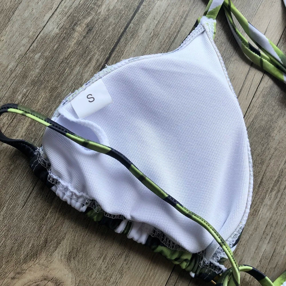 Sexy Print Swimsuit Bandage Two-Piece Swimwear Brazilian Beachwear Bathing Suit
