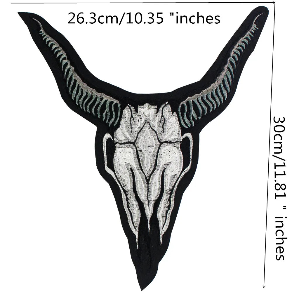 Embroidery Skull Sheep Head Patch Appliques Iron on Patches Badge Clothes Sewing