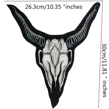 Embroidery Skull Sheep Head Patch Appliques Iron on Patches Badge Clothes Sewing