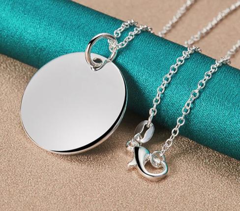 925 Sterling Silver Round Label 16-30Inches Chain Women Brand Wedding Engagement Pendant Necklace