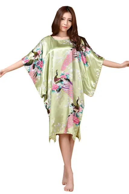 Plus Size Women Nightgown Printed Loose Sleepwear Nightwear Robe Bath Gown