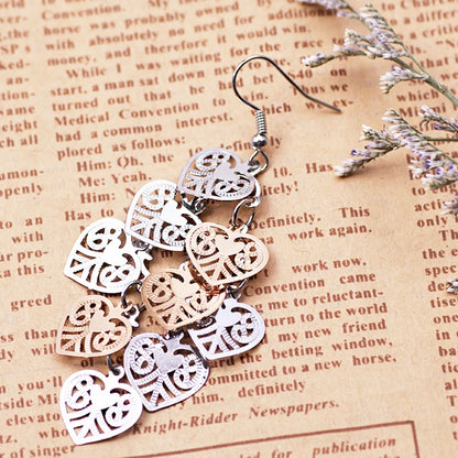 Women Fashion Heart Filigree Hollow Out Heart Shape Earrings