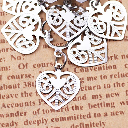 Women Fashion Heart Filigree Hollow Out Heart Shape Earrings