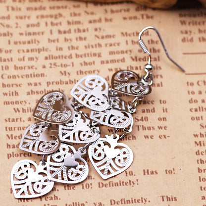 Women Fashion Heart Filigree Hollow Out Heart Shape Earrings