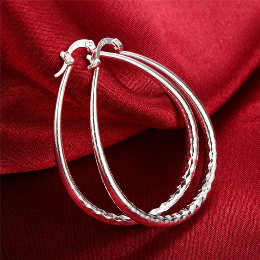 Classic Circle 925 Sterling Silver Women Party Gift Fashion Charm Wedding Engagement Hoop Earrings