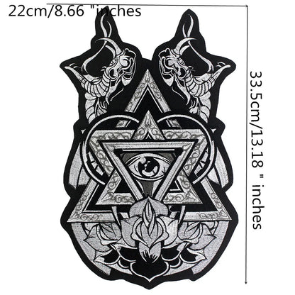 Fashion Punk Eye Skeleton Flower Biker Vest Embroidered Patch Iron On /sew on Clothes Patches