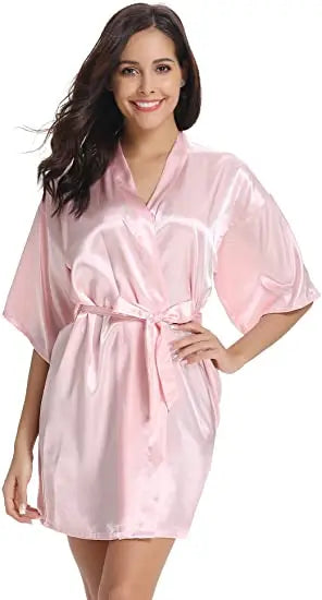 Women Kimono Robe Bathrobe Satin Bridesmaid Robes Dressing Night Gowns