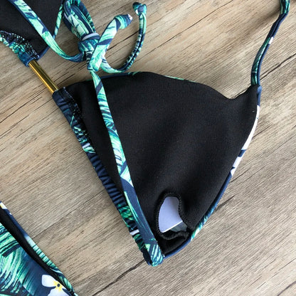 Sexy Print Swimsuit Bandage Two-Piece Swimwear Brazilian Beachwear Bathing Suit