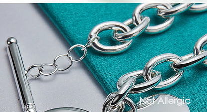 925 Sterling Silver Love Heart Pendant Chain Woman Wedding Engagement Fashion Charm Bracelet