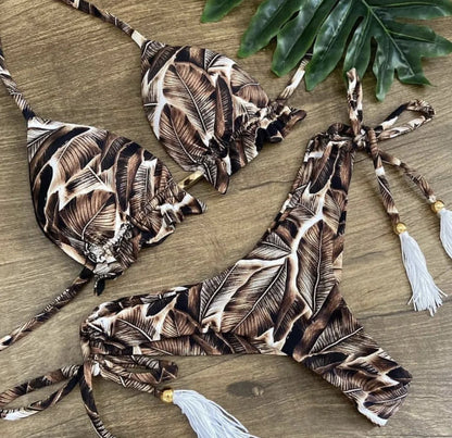 Sexy Print Swimsuit Bandage Two-Piece Swimwear Brazilian Beachwear Bathing Suit