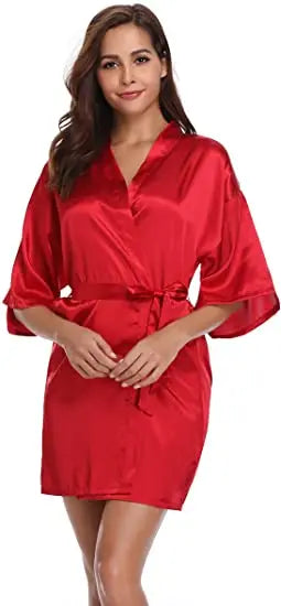 Women Kimono Robe Bathrobe Satin Bridesmaid Robes Dressing Night Gowns