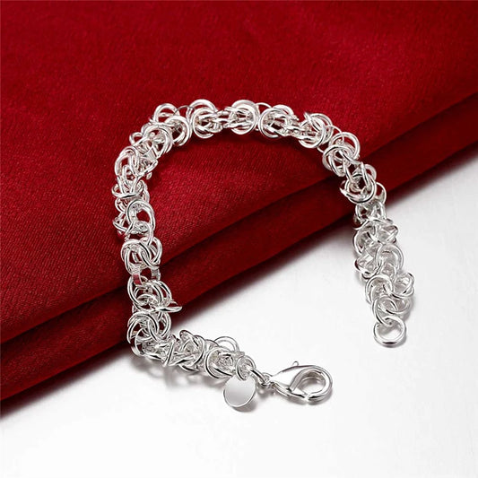 925 Sterling Silver Woman Charm Wedding Engagement Fashion Party Circle Chain Bracelet