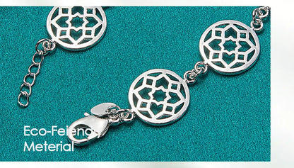 925 Sterling Silver Gold Round Flower Women Wedding Engagement Party Chain Bracelet