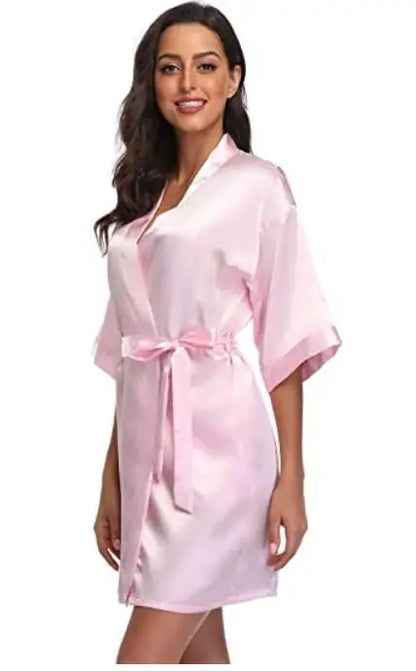 Women Satin Silky Bridal Wedding Kimono Bathrobe Sleepwear Nightgown Wear