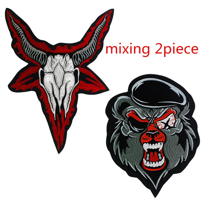 Embroidery Skull Sheep Head Patch Appliques Iron on Patches Badge Clothes Sewing