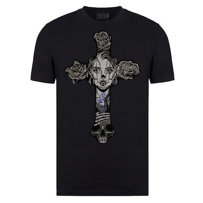 Big Cross Skull Gothic Punk Rock Iron on Patches Embroidered Crown Skull Patch Clothes Sewing Stickers
