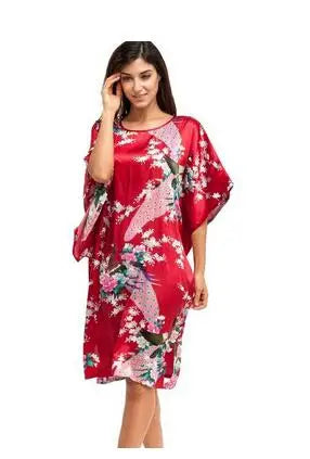 Plus Size Women Nightgown Printed Loose Sleepwear Nightwear Robe Bath Gown