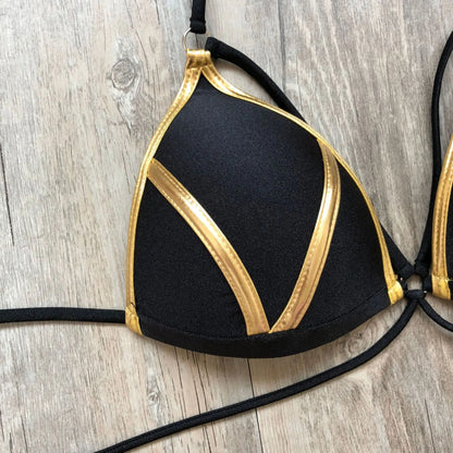 Women Gold Stamping Padded Swimsuit Push Up Bikini Swimwear Beachwear Brazil Bathing Suit