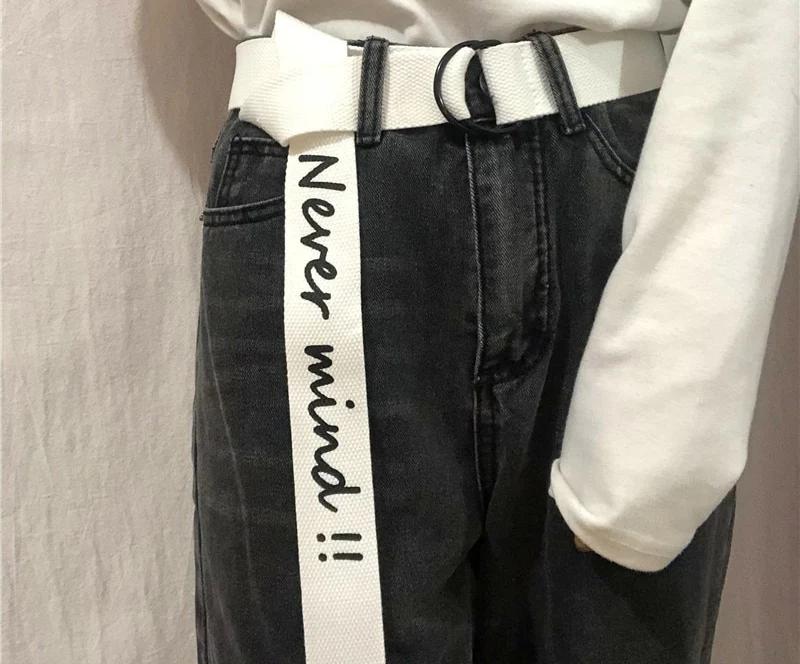 Never Mind Canvas Women Printed Double D Ring Buckle Punk Jeans Trouser Belts