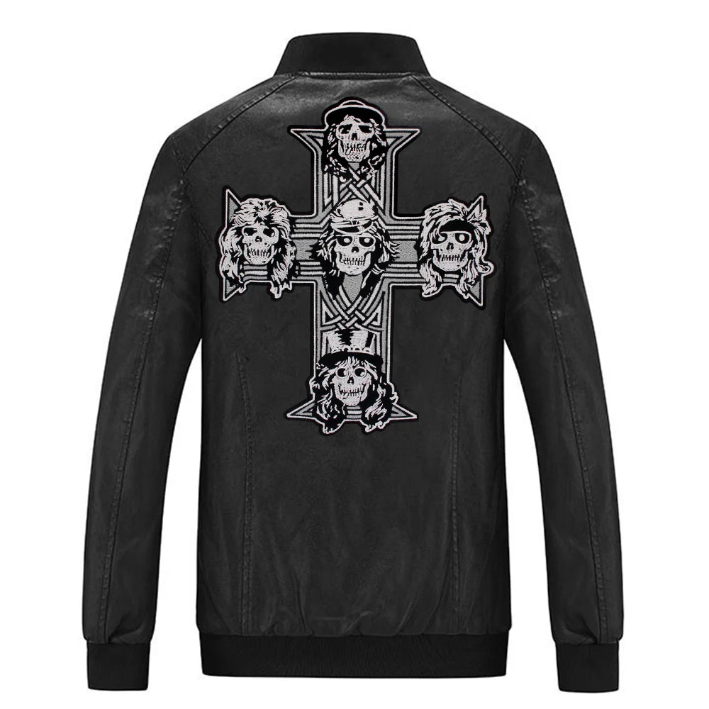 Big Cross Skull Gothic Punk Rock Iron on Patches Embroidered Crown Skull Patch Clothes Sewing Stickers