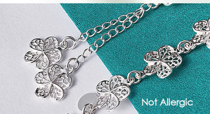 925 Sterling Silver Full Flower Chain Women Wedding Engagement Party Fashion Bracelet