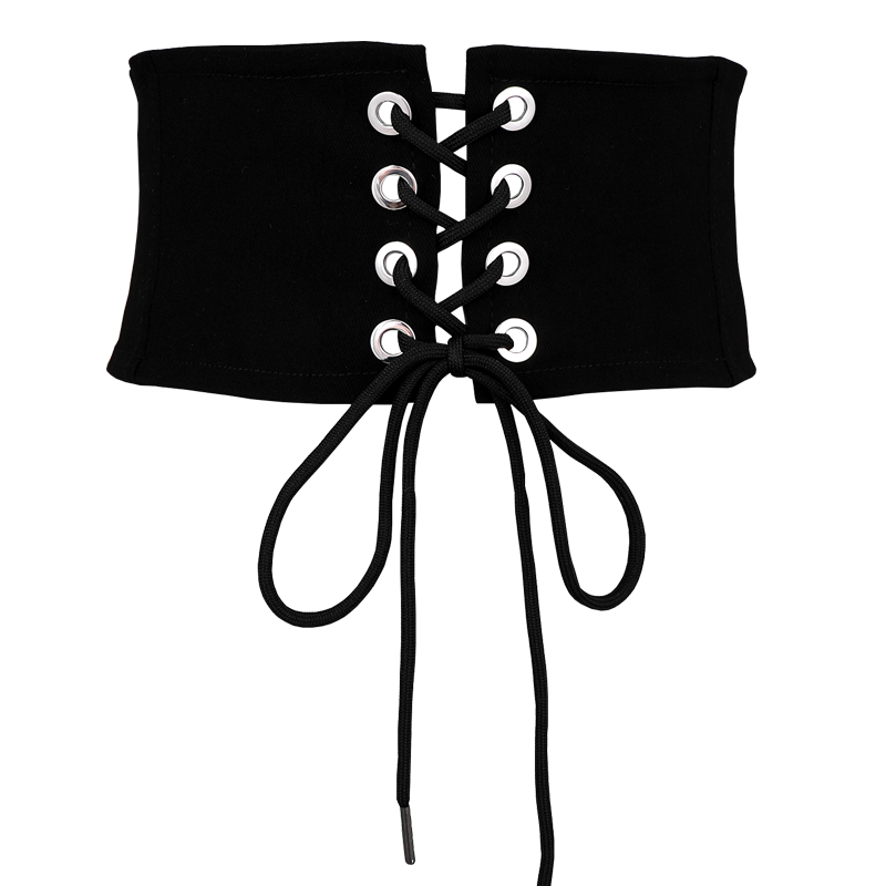 Women Black Designer Waistbands Zipper Cummerbunds Elastic Wide Waist Belts