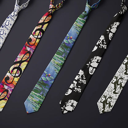 Men Classic Slim Fashion Skinny Music Printed Neckties Business Ties