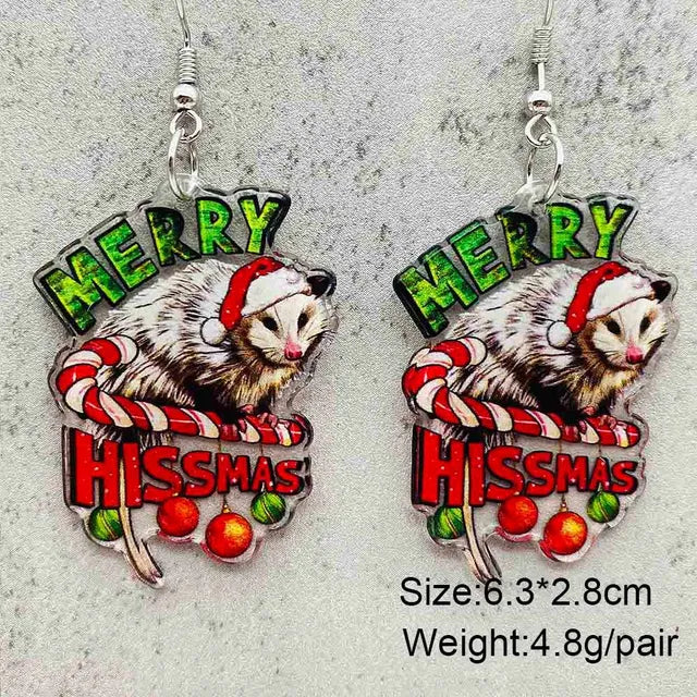 Women Christmas Santa Claus Gingerbread Man Tree Earrings Gift