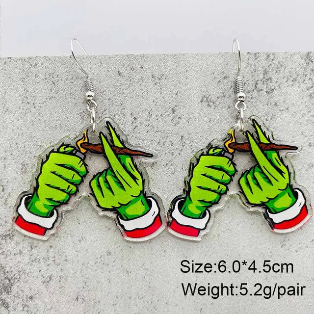 Women Christmas Santa Claus Gingerbread Man Tree Earrings Gift