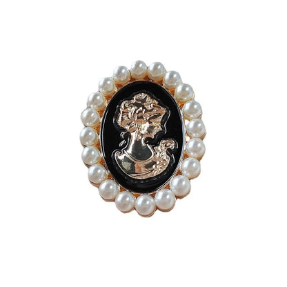 Oil Drop Queen Brooch Lapel Pins Oval Shape Pearl Brooches